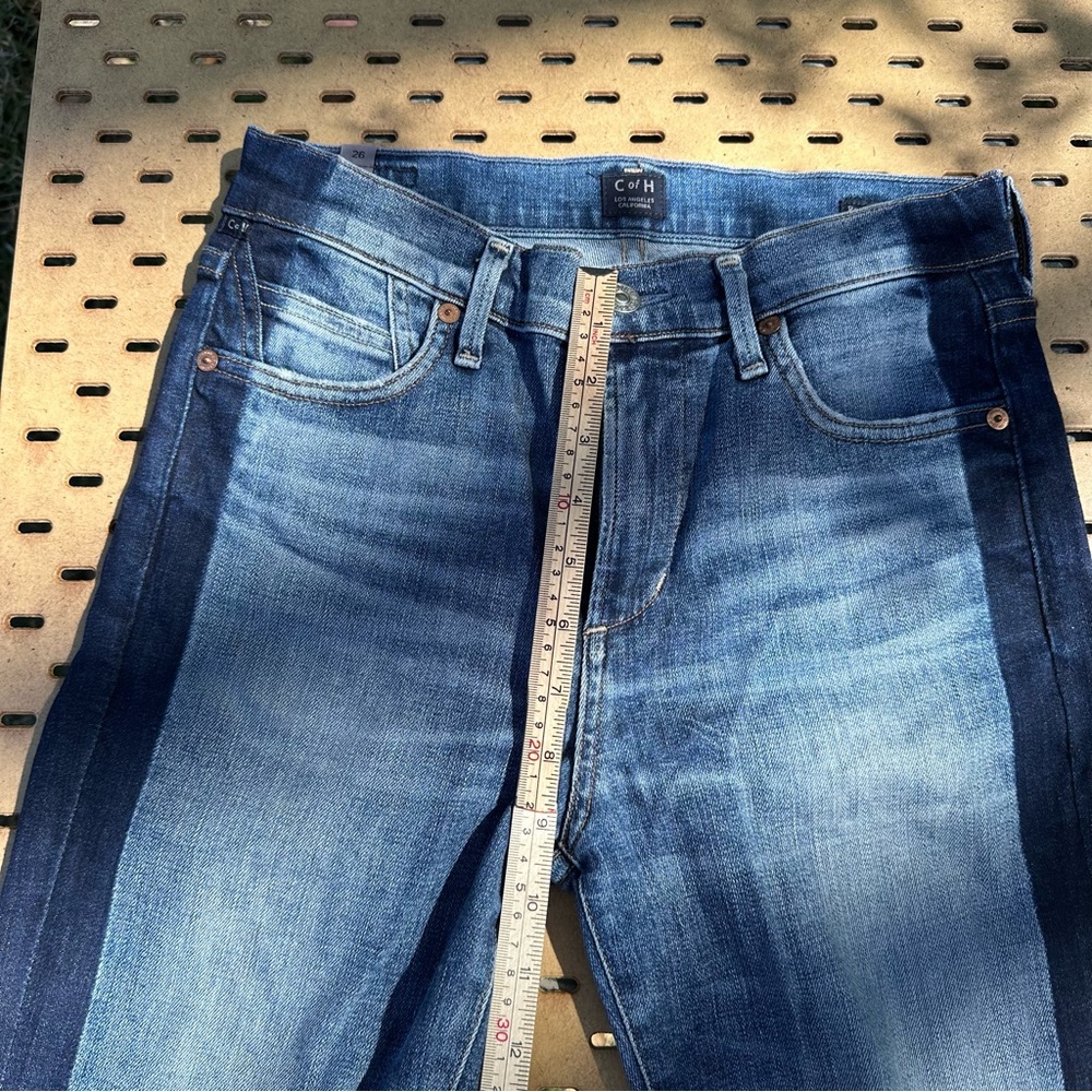 Citizens Of Humanity Indigo Rocket Crop High Rise Skinny Dark Side Detail Jeans - Picture 3 of 10